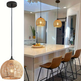 1/3 Piezas, Luces Colgantes De Mimbre Tejido Natural, Estilo Bohemio De Mediados De Siglo, Lámparas De Techo Redondas Rústicas De Granja De 7", Accesorios De Iluminación De Ratán Para Comedor E Isla De Cocina, (Bombillas No Incluidas)