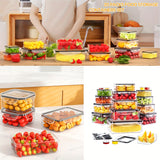 6/40/50 piezas de Contenedores para Almacenamiento de Comida con Tapas (20/25 Contenedores & 6/20/25 Tapa), Recipientes Herméticos Reutilizables para Preparación de Comidas, Contenedores de Cocina de Plástico con Etiquetas y Bolígrafo