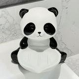 Plato para Jabón de Panda Lindo con Drenaje - Sin Acumulación de Agua, Diseño Independiente, Decoración de Baño o Cocina en Porcelana Blanca y Negra, Incluye Soporte para Jabón para Almacenamiento Fácil