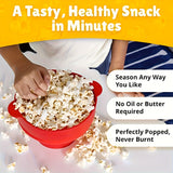 Preparador de Palomitas para Microondas - Tazón de Silicona, Diseño Plegable, Apto para Lavavajillas y Microondas, Gran Capacidad de 3L, Sin PVC Tóxico, Ahorra Espacio para Hogar, Fiestas y Noches de Película - Rojo, Ideal para Uso Familiar, Máquina de P