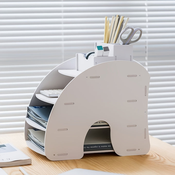 1 Paquete de Archivo de Madera, Archivo para el Hogar y la Oficina, Estante de Archivo de Escritorio para Cartas/Leyes/A4, Blanco