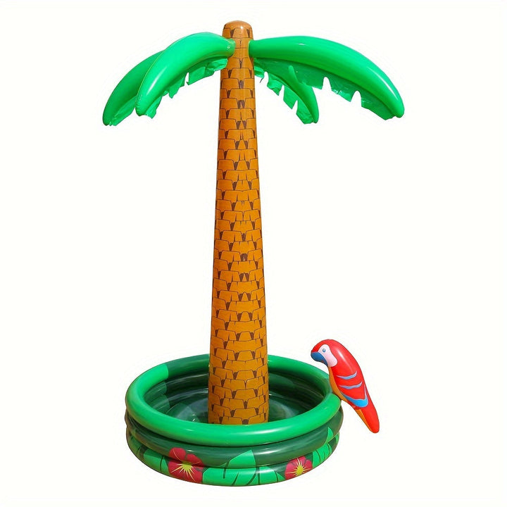 1 palmera inflable con temática hawaiana para enfriar bebidas, decoración tropical para fiestas con loro, accesorio festivo para el hogar, sin necesidad de energía