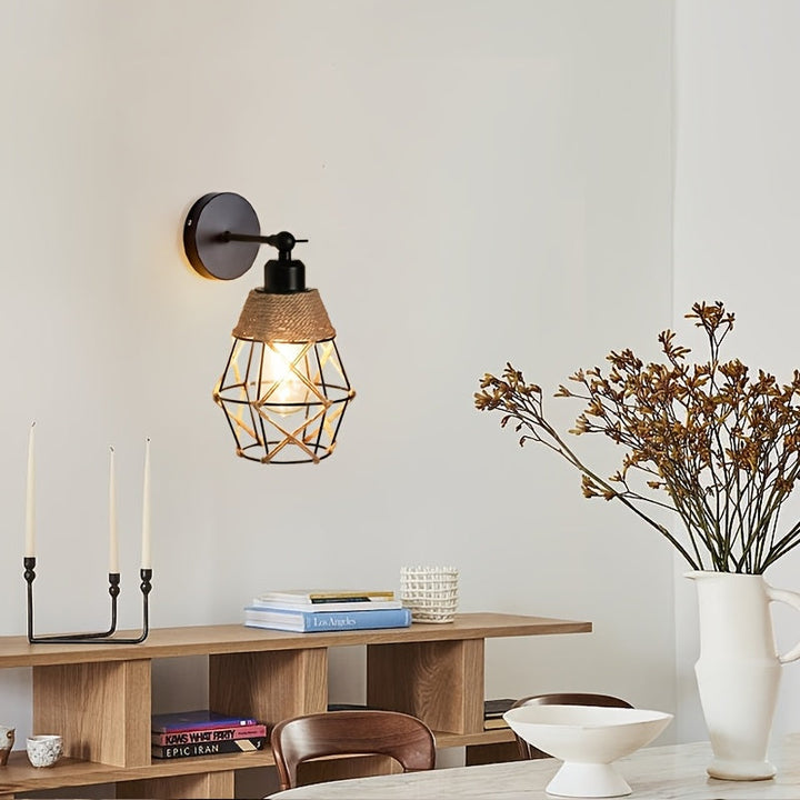 1 lámpara de pared estilo tropical retro rural, ángulo ajustable, base E27, para sala, dormitorio o pasillo (sin bombilla)