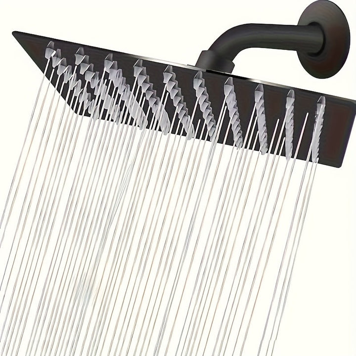 1pc Cabezal De Ducha De Lluvia, Cabezal De Ducha De Lluvia Cuadrado De Acero Inoxidable De Alto Flujo, Diseño De Alta Presión, Experiencia De Ducha Impresionante Incluso Con Bajo Flujo De Agua (8 Pulgadas, Negro Mate), Accesorios De Baño