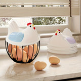 1 cesta para huevos en forma de gallina con tapa de plástico, duradera, estilo moderno rústico, juego de almacenamiento para cocina y comedor, ideal para huevos y snacks