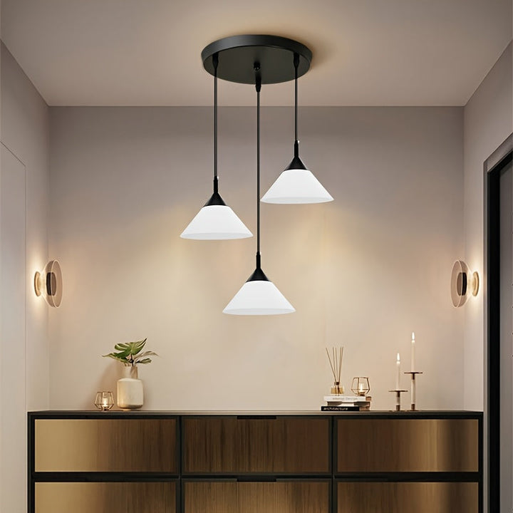 1 Unidad, Luz de Colgante de Tres Cabezas Moderna, Colgante de Plástico, Con Alambre de Suspensión Ajustable, Adecuado para Comedor, Dormitorio, Sala de Estar, Bar, Balcón, Estudio, Lugares Interiores, Utiliza Base E27, No Incluye Bombilla