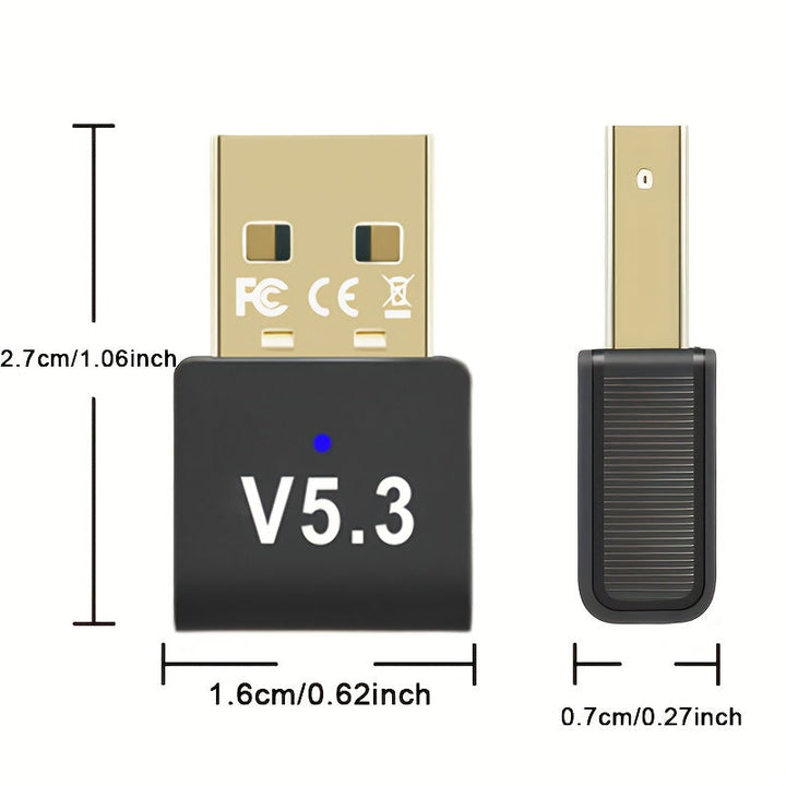 Adaptador sin varillas USB 5.3 con Transferencia Rápida de Datos, Plug & Play Sin Controladores Necesarios, Conexión Dual Inalámbrica, Compatible con PC, Laptop, Teléfono, Juegos, Impresora, Auriculares, Tableta, Teclado y Ratón - Adaptador de Red Alimen