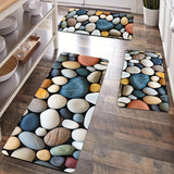 Alfombra Antideslizante con Patrón de Guijarros Coloridos - Versátil para Cocina, Baño y Uso Exterior, Alfombra de Suelo de Poliéster Lavable a Máquina