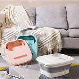 Balde Plegable para Baño de Pies - Diseño Ergonómico Portátil con Tapa, Plástico Duradero para Viajes y Hogar, Sin Necesidad de Electricidad, Material Fácil de Limpiar, Estilo Moderno para Cuidado Cómodo de los Pies, Accesorio Elegante para el Baño, Incl