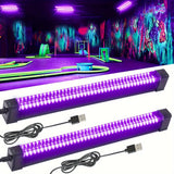 2 barras de luz negra UV LED USB de 12.6 pulgadas, 385-400nm, con interruptor, para fiestas, discotecas, bajo voltaje 5V