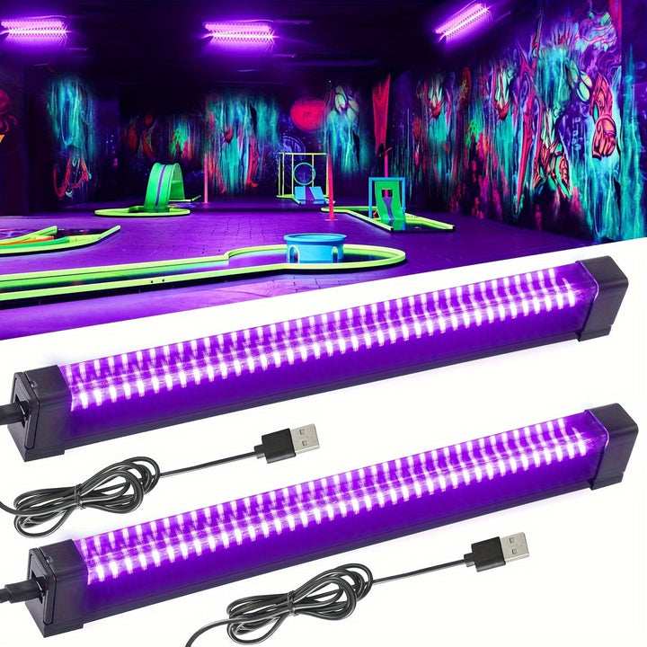 2 barras de luz negra UV LED USB de 12.6 pulgadas, 385-400nm, con interruptor, para fiestas, discotecas, bajo voltaje 5V