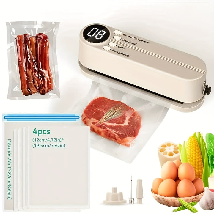 Sellador al Vacío Recargable por USB con Batería de 1200mAh, Verde Menta - Control de Temperatura de Múltiples Velocidades, Diseño que Ahorra Espacio para la Conservación de Alimentos - Ideal para Snacks, Carne, Frutas, Verduras en Casa y Uso Exterior, S