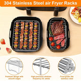 Soporte de parrilla para freidora de aire de acero inoxidable 304 - Accesorio multiusos para microondas y horno, se ajusta a Tefal Ey901840, Tower T17099, Salter EK5729, Lakeland 26920, con opciones de 5,2L y 3,1L, precio para cocinar de manera saludable