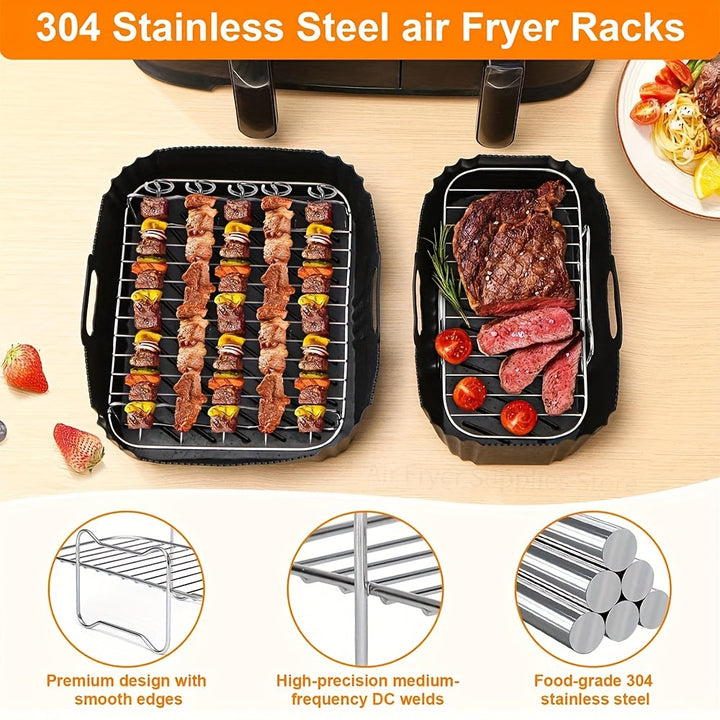 Soporte de parrilla para freidora de aire de acero inoxidable 304 - Accesorio multiusos para microondas y horno, se ajusta a Tefal Ey901840, Tower T17099, Salter EK5729, Lakeland 26920, con opciones de 5,2L y 3,1L, precio para cocinar de manera saludable