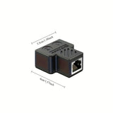 Adaptador Ethernet RJ45 - Divisor de Puertos para Cables LAN, Expansión de 1 Puerto a 2 Puertos, Negro y Dorado, Compatibilidad Inteligente, Sin Batería Necesaria, Conectividad Red | Diseño Compacto | Material de Cable Robusto