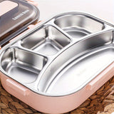 Lonchera para Estudiantes y Adultos, 304 Aislada, Compatible con Microondas, Capacidad de 1500ml, Dividida en 4 o 5 Compartimentos, Ideal para Trabajo y Salidas, Rosa/Verde/Azul, Regreso a Clases