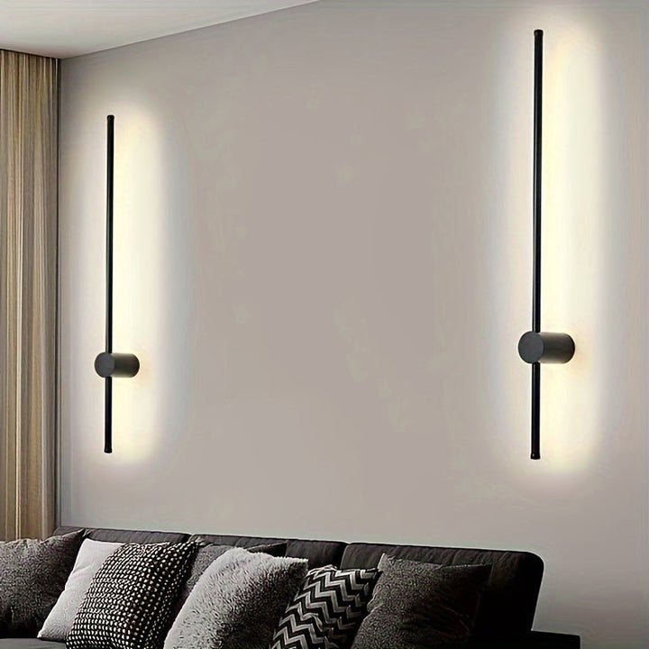 1pc Aplique de montaje semi empotrado LED moderno, luz de pared lineal larga para comedor, sala de estar, dormitorio, pasillo - Pantalla de metal, cableado 85V-265V, incluye fuente de luz, no requiere batería