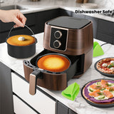 Accesorios para Freidora de Aire, Juego de 6 Piezas: Guantes Resistentes al Calor, Bandeja para Pizza, Cubo para Pasteles, Sartén Antiadherente, Aptos para Lavavajillas, Compatible con Freidoras de 5.3Qt a 5.8Qt
