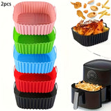 Juego de 2 o 3 forros de aire fritura reutilizables de silicona - bandejas de horno cuadradas gruesas, ideales para cocinar de manera saludable, adecuadas para freidoras de aire de 4-7Qt, seguras para microondas, antiadherentes, fáciles de limpiar, perfe
