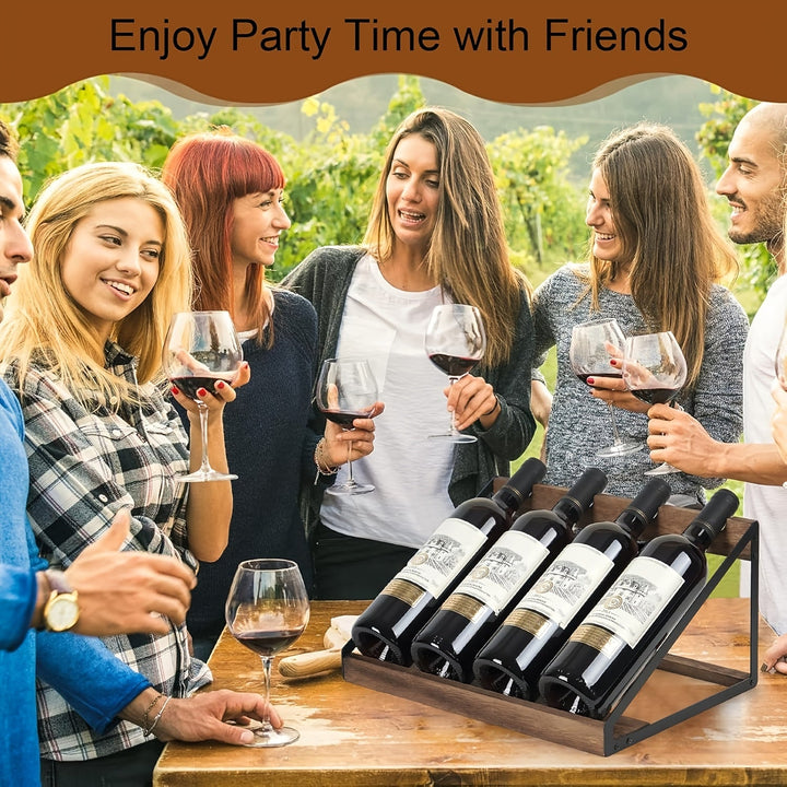 Nuevo Estante de Vino Trapecio para Vino Tinto, Colgante en Ángulo con 4 Botellas de Vino, Soporte de Exhibición de Madera para Uso Doméstico, Suministros de Cocina Retro y Simples para el Hogar, Regalo Portavinos