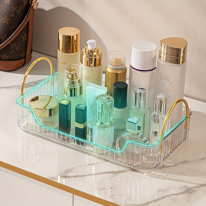 1 Pieza, Organizador De Baño De Varios Niveles, Estante De Almacenamiento De Plástico De Estilo Nórdico Para Cosméticos, Lujoso Estante Para Dormitorio, Soporte Para Perfumes Y Maquillaje En La Mesa De Tocador, Elegante Acabado Dorado