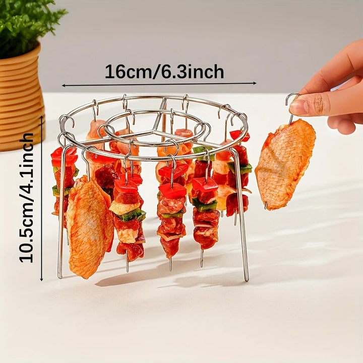 Juego de 1 Pieza, Rejilla para Freidora de Aire de Acero Inoxidable, Rejilla de Cocina Puede Asar Múltiples Brochetas al mismo Tiempo, Parrilla para Carne en Barbacoa Adecuada para Horno Microondas y Freidora de Aire, Suministros de Cocina, Accesorios de