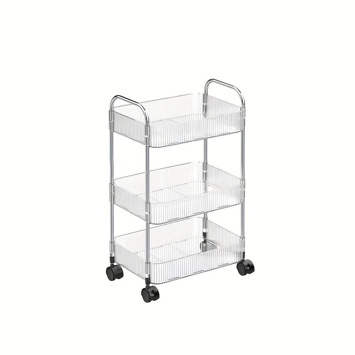 1 carrito de almacenamiento de plástico transparente con 3 niveles - Organizador multi-funcional para cocina, baño, oficina, estante de almacenamiento móvil para cosméticos, productos de belleza y más, organización de oficina | Carrito de almacenamiento