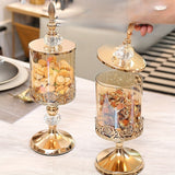 2 estilos disponibles, una jarra de almacenamiento de vidrio de cristal europeo con tapa para mesa de café de sala de estar, canasta de dulces de encaje, adorno decorativo.