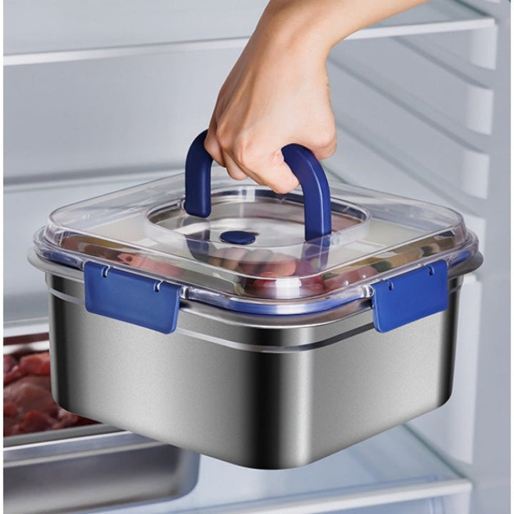 2 Piezas de Contenedores para Alimentos Extra Grandes de Acero Inoxidable con Tapas Azules - 60.87 oz, Antiderrames y Reutilizables, Ideales para Nevera, Loncheras y Preparación de Comidas