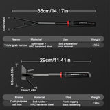 Juego de herramientas de jardinería, azada de acero al carbono grueso, juego de herramientas de jardín para remover malezas, pala de suelo, tridente de tres dientes para aflojar el suelo, herramienta para remover plantas en macetas, kit de camping para l