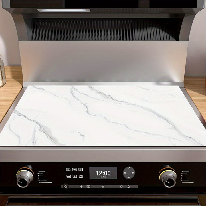 1 pieza, alfombrilla de encimera de textura de mármol blanco, 71.88x52.07 cm, suave, absorbente, a prueba de aceite, resistente al calor, antideslizante y fácil de limpiar. Ideal para encimera, lavavajillas, lavadora, secadora, cocina de inducción y plan