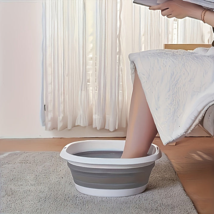 Baño de Pies Grande Plegable - Tubería Portátil para Remojo, Construcción en Plástico Resistente, Sin Necesidad de Electricidad, Ligero y Compacto para Hogar, Viajes, Camping, Pedicura - Lavabo Fácil de Limpiar, Diseño Divertido de Oso, Material Easyclea