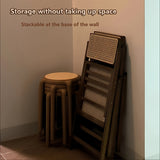 1pc Silla Plegable Roja con Respaldo de Ratán - Transpirable, Taburete de Madera Dura para Comedor y Oficina, Decoración del Hogar, Silla Plegable