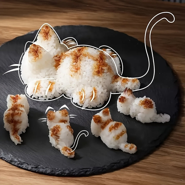 Molde de bola de arroz con forma de gato, plástico, puede contener 200 g de arroz, adecuado para rollos de sushi y algas marinas, cocinas caseras, picnics y cajas bento.