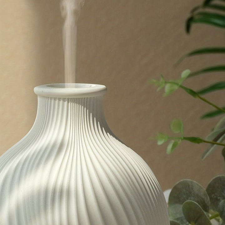 Máquina de Aromaterapia Ultrasonica de Resina Blanca USB con Humidificación