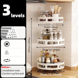 Estante de especias giratorio de 3 capas - Organizador de cocina de metal para especias, hierbas y condimentos, diseño que ahorra espacio con estantes de almacenamiento escalonados, ideal para cocinas, baños y salas de estar, solución de almacenamiento d