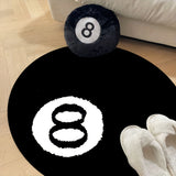 Alfombra de Área con Diseño de Bola de Billar N.º 8 Festiva - Suave, Esponjosa, Amigable con la Piel con Base Antideslizante, Perfecta para Decoración de Dormitorio, Poliéster, Lavable a Máquina