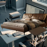 Escritorio de Computadora de Doble Capa con Altura Ajustable y Ruedas Bloqueables, Marco de Acero y Tablero de Madera Dura - Estantes Multinivel para Oficina en Casa, Estudio de Arte, Espacios Pequeños, Almacenamiento para Escritorio