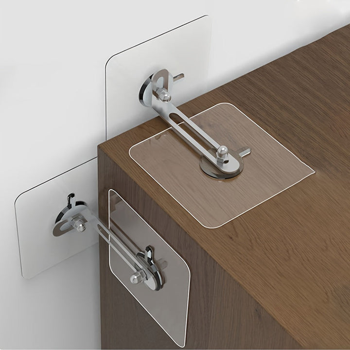 Dispositivo antivuelco para estanterías, armarios de zapatos y vestidores sin taladrar.