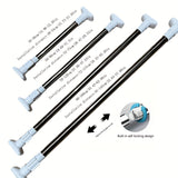 1 pieza de percha ajustable sin taladro para cortinas de ducha y armarios - Construcción metálica duradera, fácil de instalar con diseño deslizante, ideal para almacenamiento de baño y dormitorio, percha de cortina de ducha