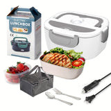 Recalentador de Comida Eléctrico Portátil, Caja Térmica para Auto en Acero Inoxidable 304, Ideal para Conducción/Trabajo/Regalo y Vuelta al Colegio
