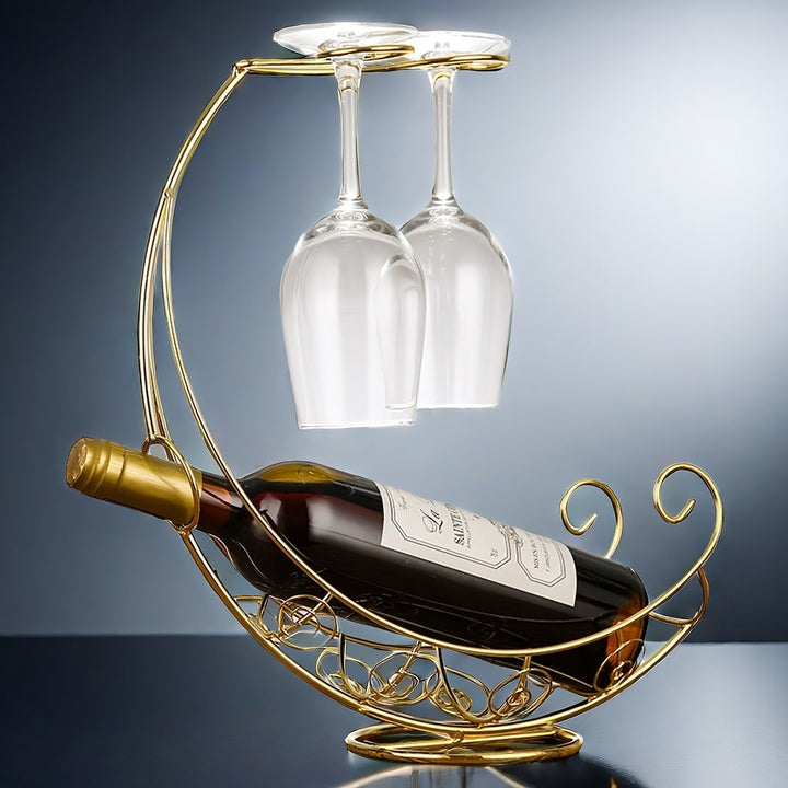 Porta Botellas de Vino de Metal Dorado, Botellero Independiente para Cocina, No Requiere Energía, Almacenamiento de Metal Duradero, Exhibición de Bar en Casa, Decoración de Cocina y Comedor