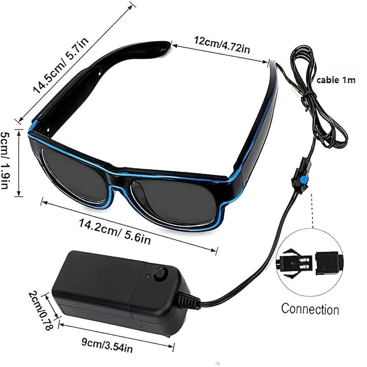 Gafas con luz de cuerda de EL Wire colorida y brillante con paquete de batería portátil para fiestas, Halloween y cosplay - Esenciales para festivales
