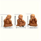 Juego de Tres Figuras Zen de Monjes en Resina, Ideal para Decoración de Escritorio o Sala de Té. Pequeña Estatuilla Budista Retro Creativa, Perfecta también para Acuarios y Micro Paisajes