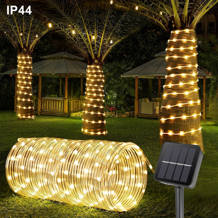 WELPUR Luces LED Solares de Hadas - Tira de Luz Solar IP44 de 22.0m/12.0m/7.0m con 8 Modos, 50/100/200 LEDs, Decoración Navideña para Jardín, Árbol, Barra y Restaurante, Ambiente Festivo, Construcción Duradera, Iluminación Cálida, Decoración Hogareña