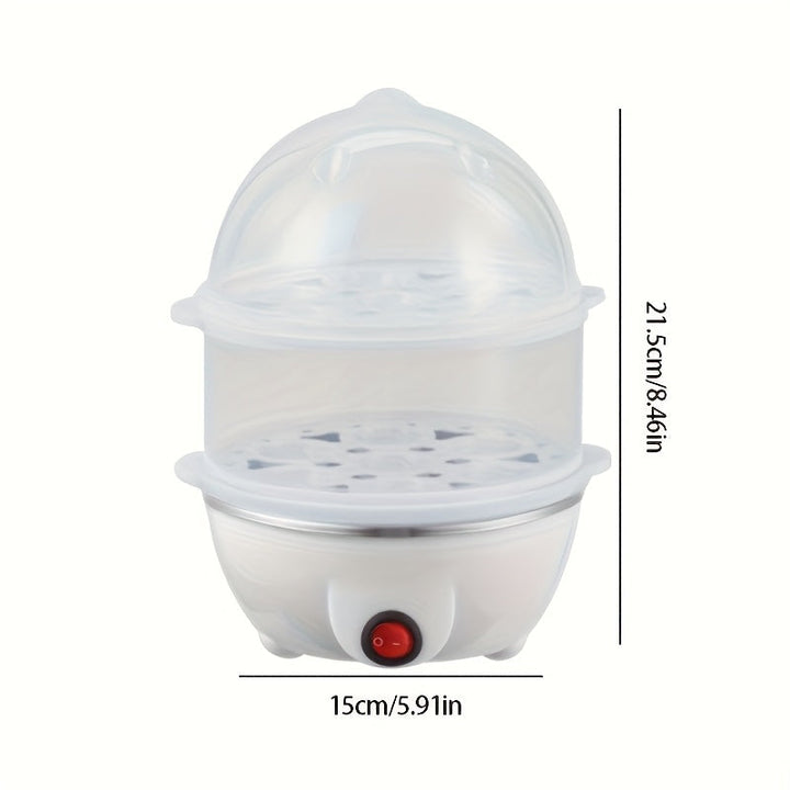 1 pieza de cocinador de huevos eléctrico - Operación de un solo clic, apagado automático, calefacción 3D de doble capa, sin BPA, sin olor, esencial para desayunos saludables, enchufe de EE. UU., 110V, material ABS, dispositivo de cocción de huevos | Elec