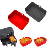 1/2 Piezas de Bandejas Cuadradas para Freidora de Aire - Reutilizables, Antiadherentes con Asas, Resistentes a Altas Temperaturas, 19.48x12.7x6.99 cm, Fácil Limpieza (/Rojo/Azul/Gris), Fundas de Silicona para Horno y Air Fryer