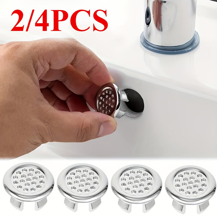2/4pcs Anillo de Desbordamiento de Baño de Plástico, Anillo Redondo para Lavabo de 22-24mm, Anillo de Desbordamiento Electrochapado, Accesorios de Tapa de Orificio Cromado