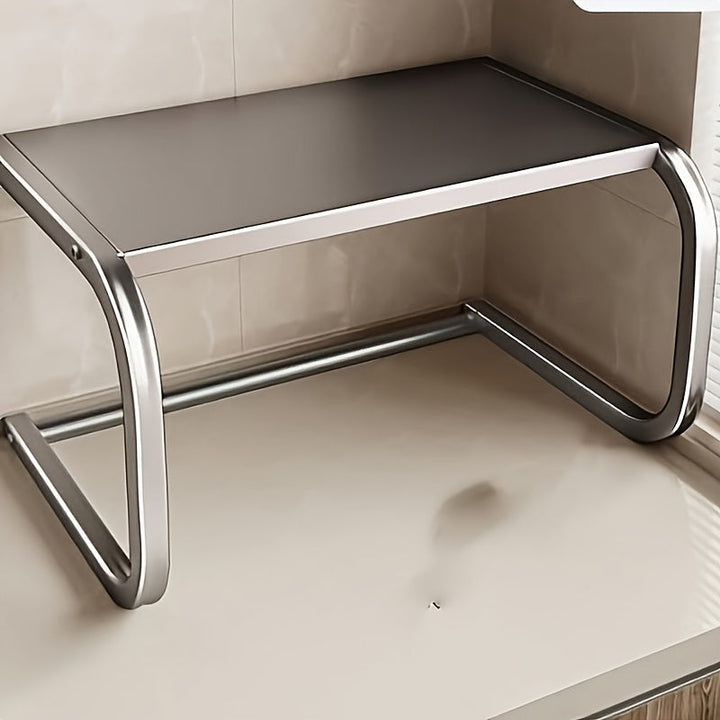 Estantería de Acero Inoxidable en Forma de U, 1 Pieza, Adecuada para Microondas, Soporte Independiente, Organizador de Cocina, Estante Vertical de Doble Nivel Resistente - Diseño Anticorrosivo y Antiadherente | Alta Resistencia al Calor | Para Platos/Bot