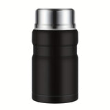 Termo aislante SIAETIUR de 24 oz - Recipiente redondo reutilizable con tapa abatible, boca ancha, apto para lavavajillas y libre de BPA - Negro